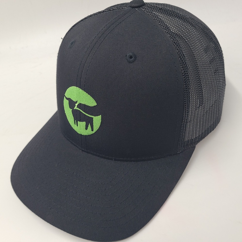 Beyond Meat Hat Snapback Trucker Mesh Richardson Black Green Bull Vegan Logo Men
